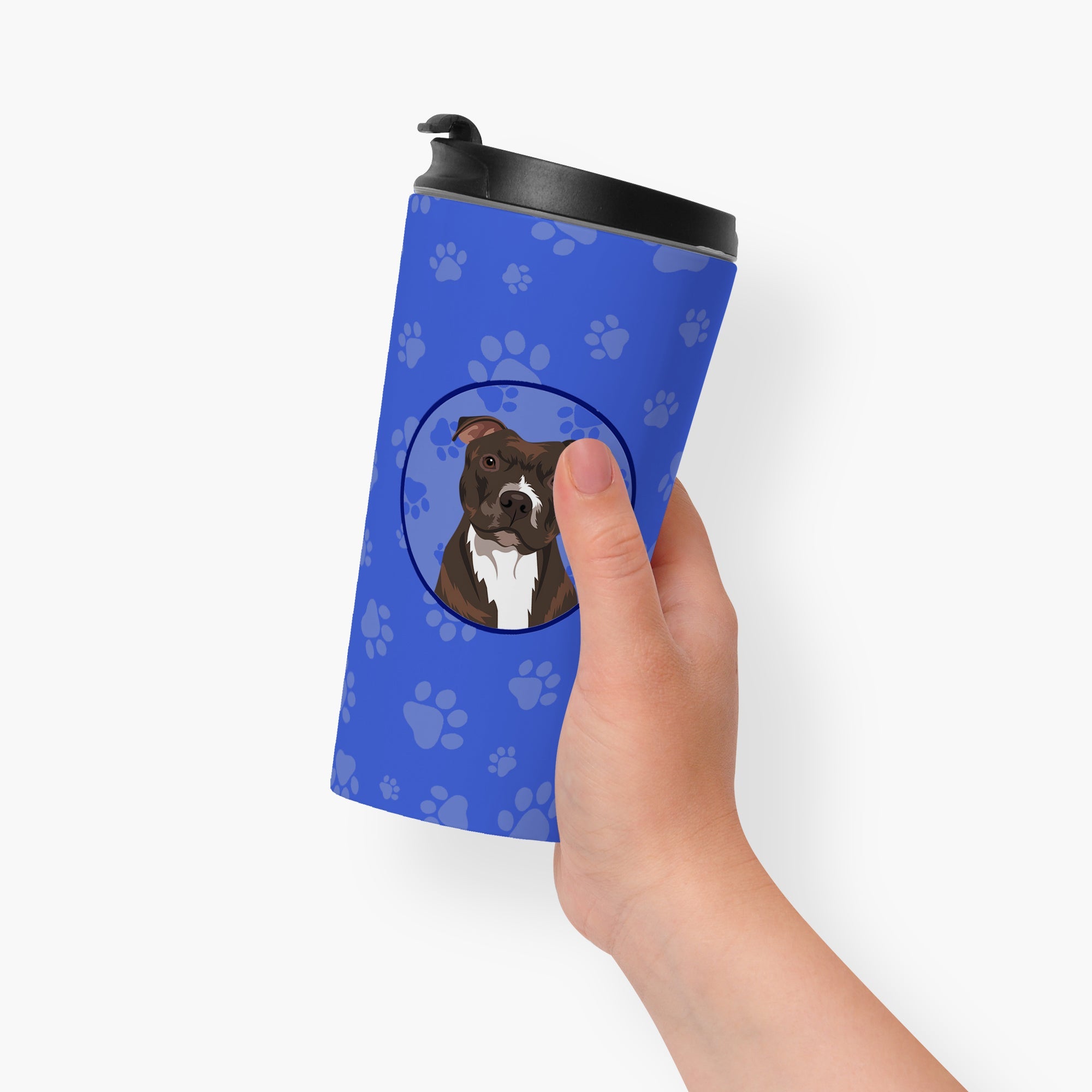 Pit Bull Brindle #2  Stainless Steel 16 oz  Tumbler Blue Insulated Tumbler with Lid, Cute Travel Cup for Coffee, Cocktails, Gift Men, Dad, Women, Mother