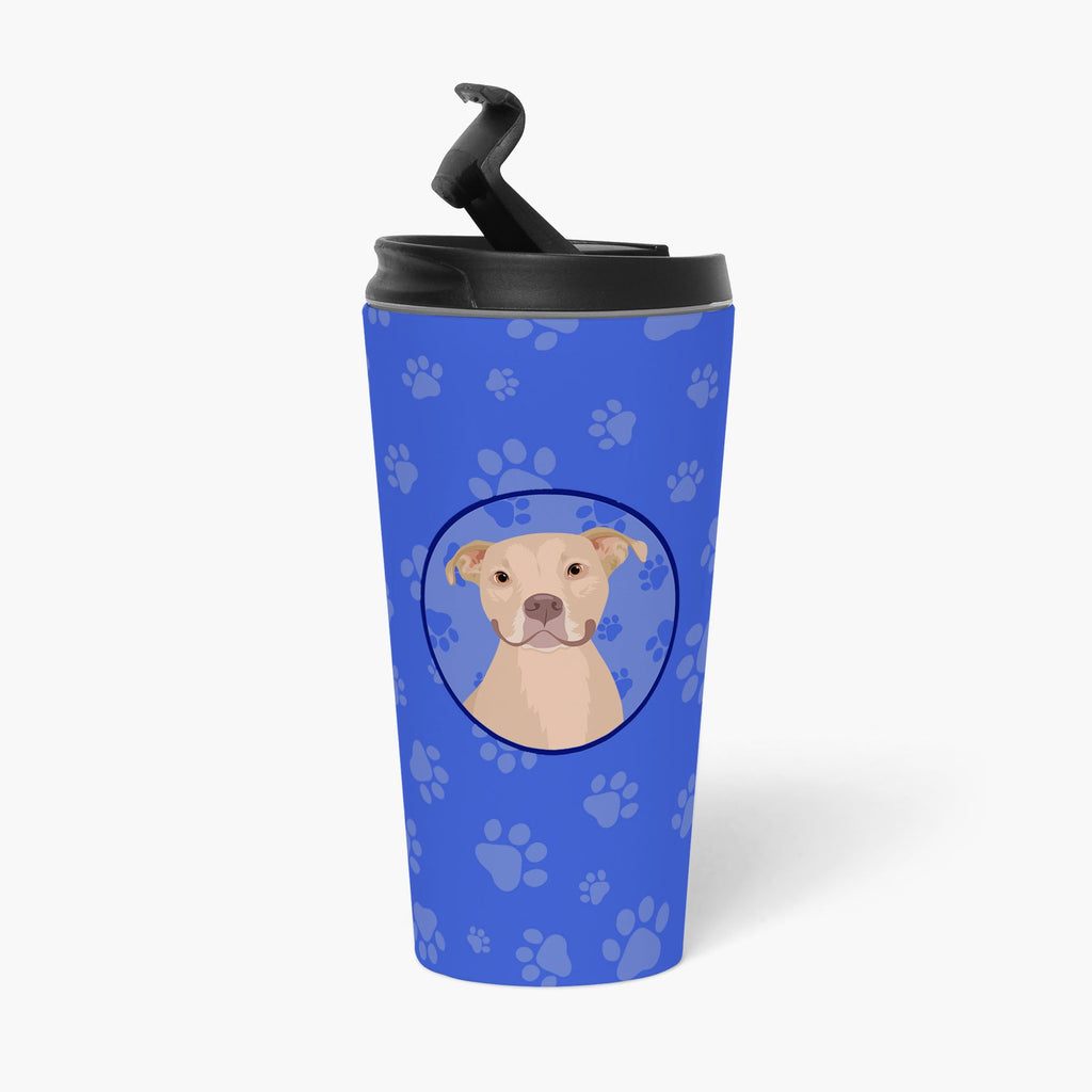 Pit Bull Fawn #1  Stainless Steel 16 oz  Tumbler Blue Insulated Tumbler with Lid, Cute Travel Cup for Coffee, Cocktails, Gift Men, Dad, Women, Mother