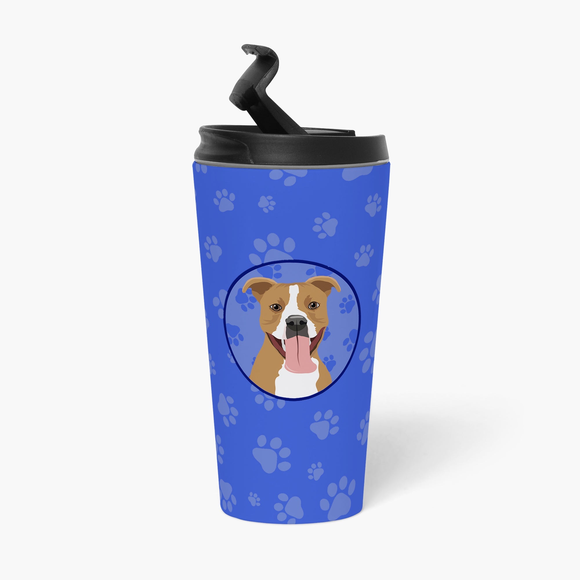 Pit Bull Fawn #2  Stainless Steel 16 oz  Tumbler Blue Insulated Tumbler with Lid, Cute Travel Cup for Coffee, Cocktails, Gift Men, Dad, Women, Mother