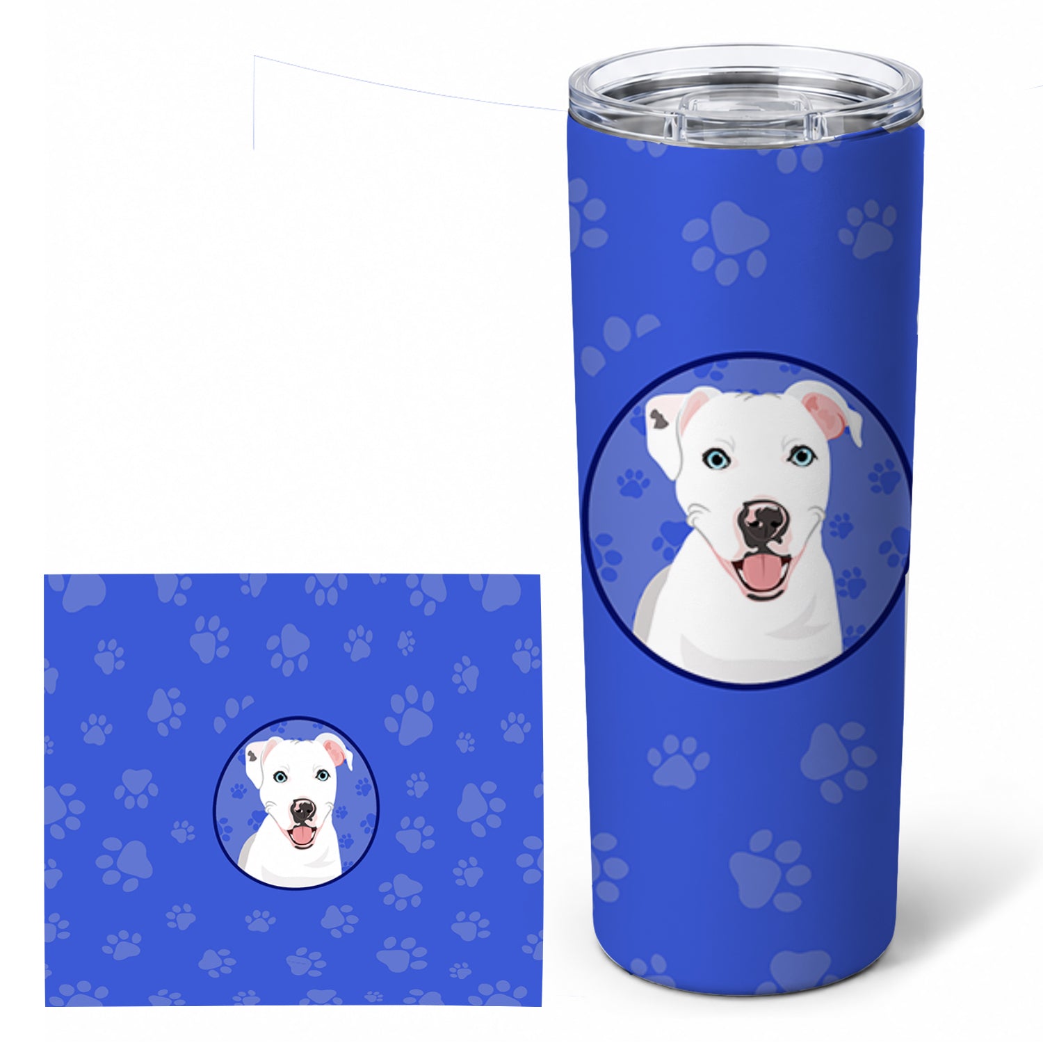 Pit Bull White #1  Stainless Steel Skinny Tumbler 20 oz Vacuum Double Walled Reusable Insulated Travel Cup