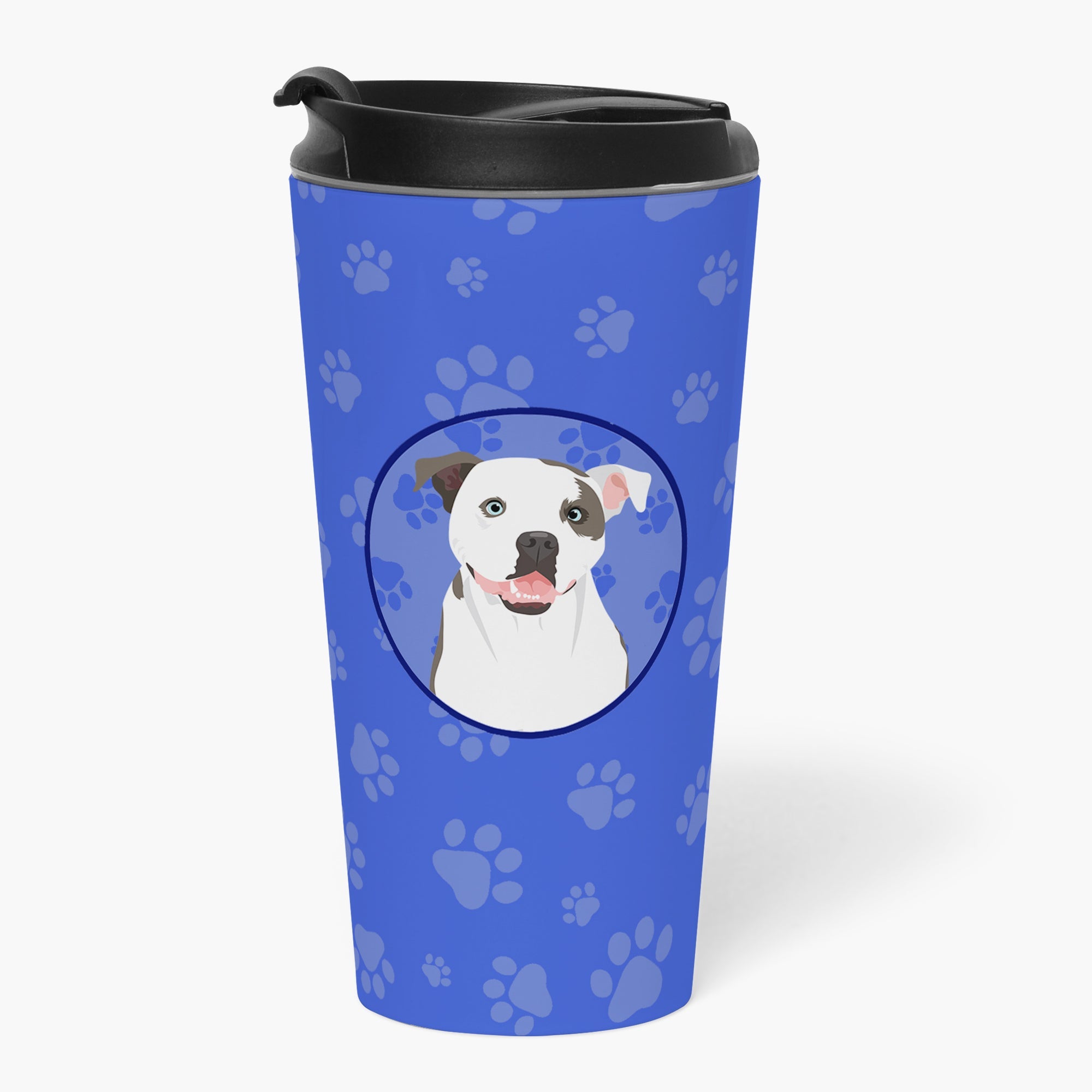 Pit Bull White #3  Stainless Steel 16 oz  Tumbler Blue Insulated Tumbler with Lid, Cute Travel Cup for Coffee, Cocktails, Gift Men, Dad, Women, Mother