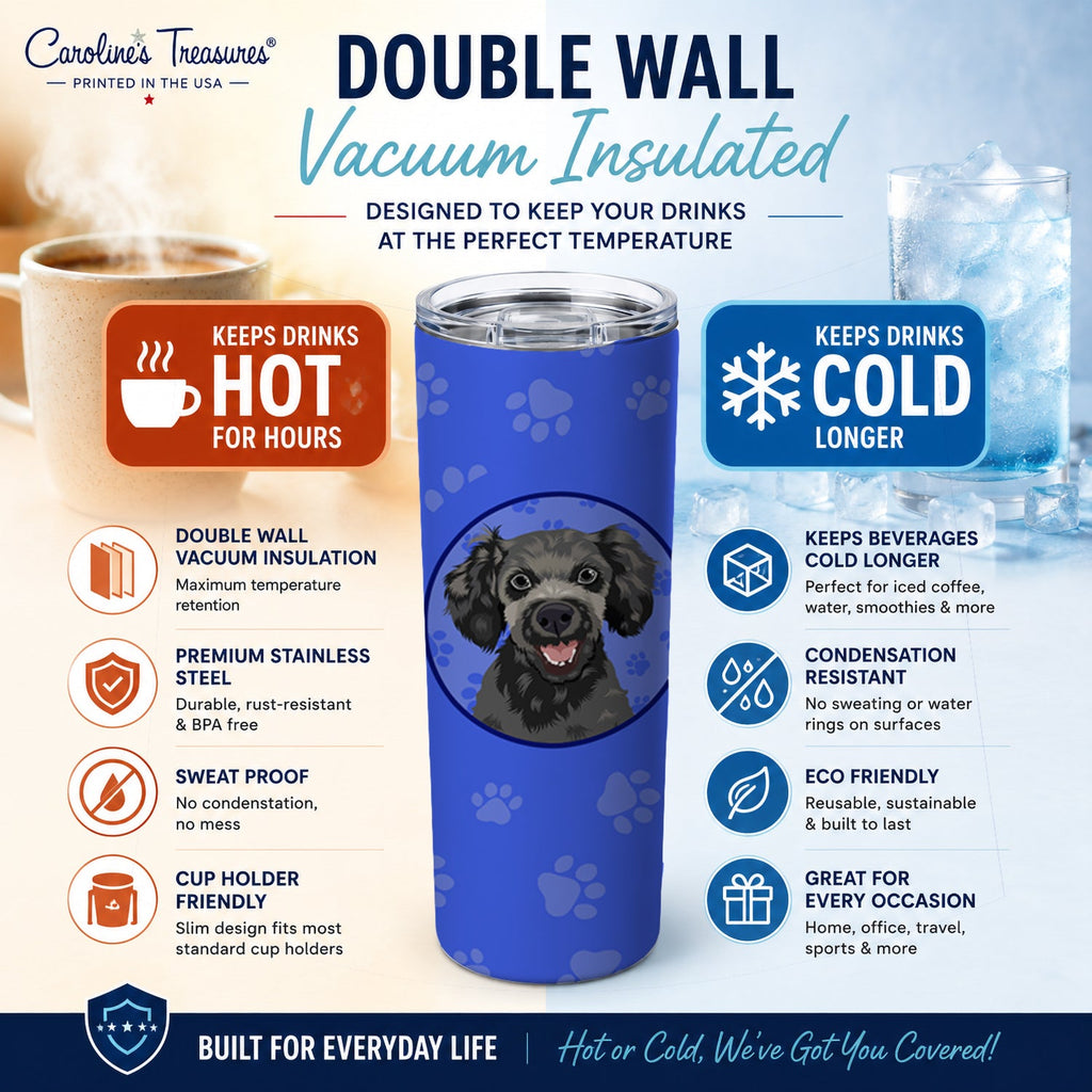 Poodle Toy Grey  Stainless Steel Skinny Tumbler 20 oz Vacuum Double Walled Reusable Insulated Travel Cup