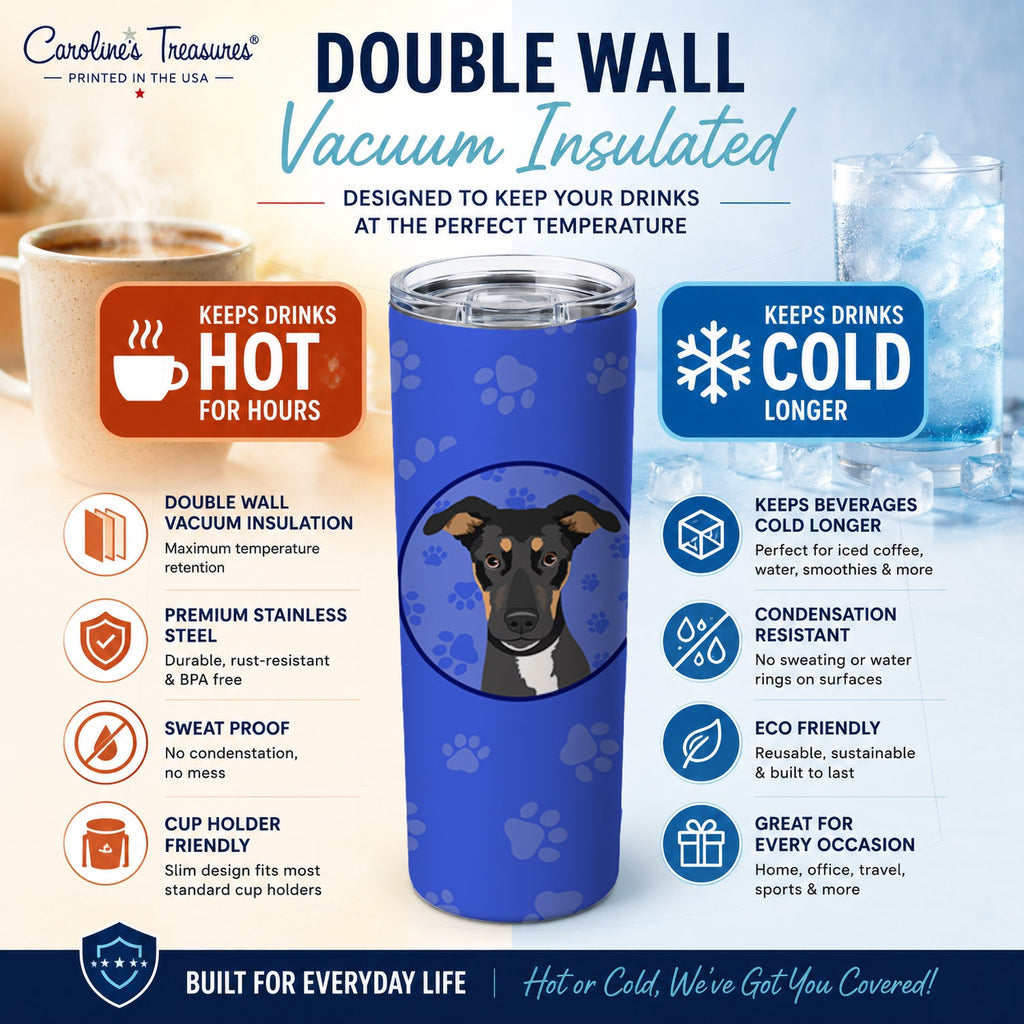 Rottweiler Black and Tan #6  Stainless Steel Skinny Tumbler 20 oz Vacuum Double Walled Reusable Insulated Travel Cup