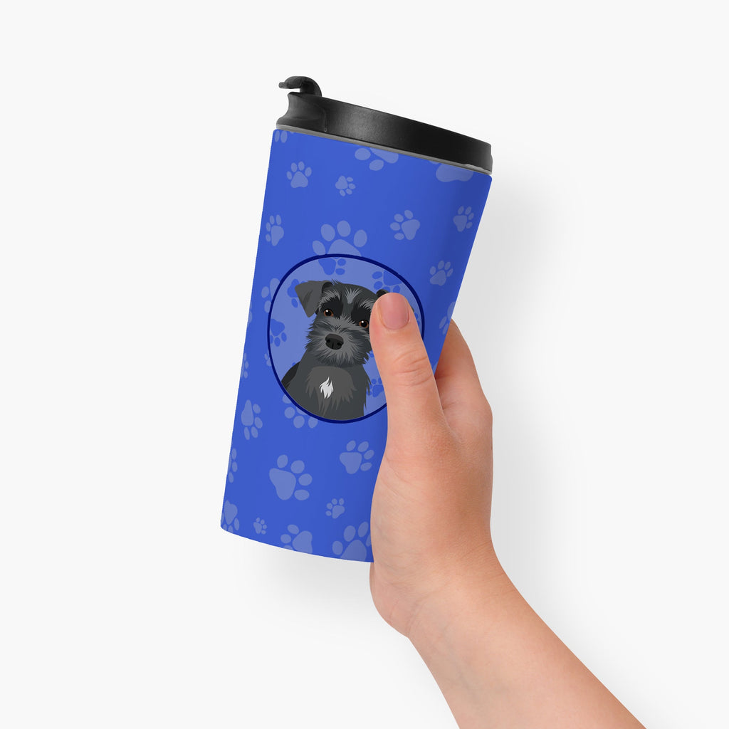 Schnauzer Black #1  Stainless Steel 16 oz  Tumbler Blue Insulated Tumbler with Lid, Cute Travel Cup for Coffee, Cocktails, Gift Men, Dad, Women, Mother