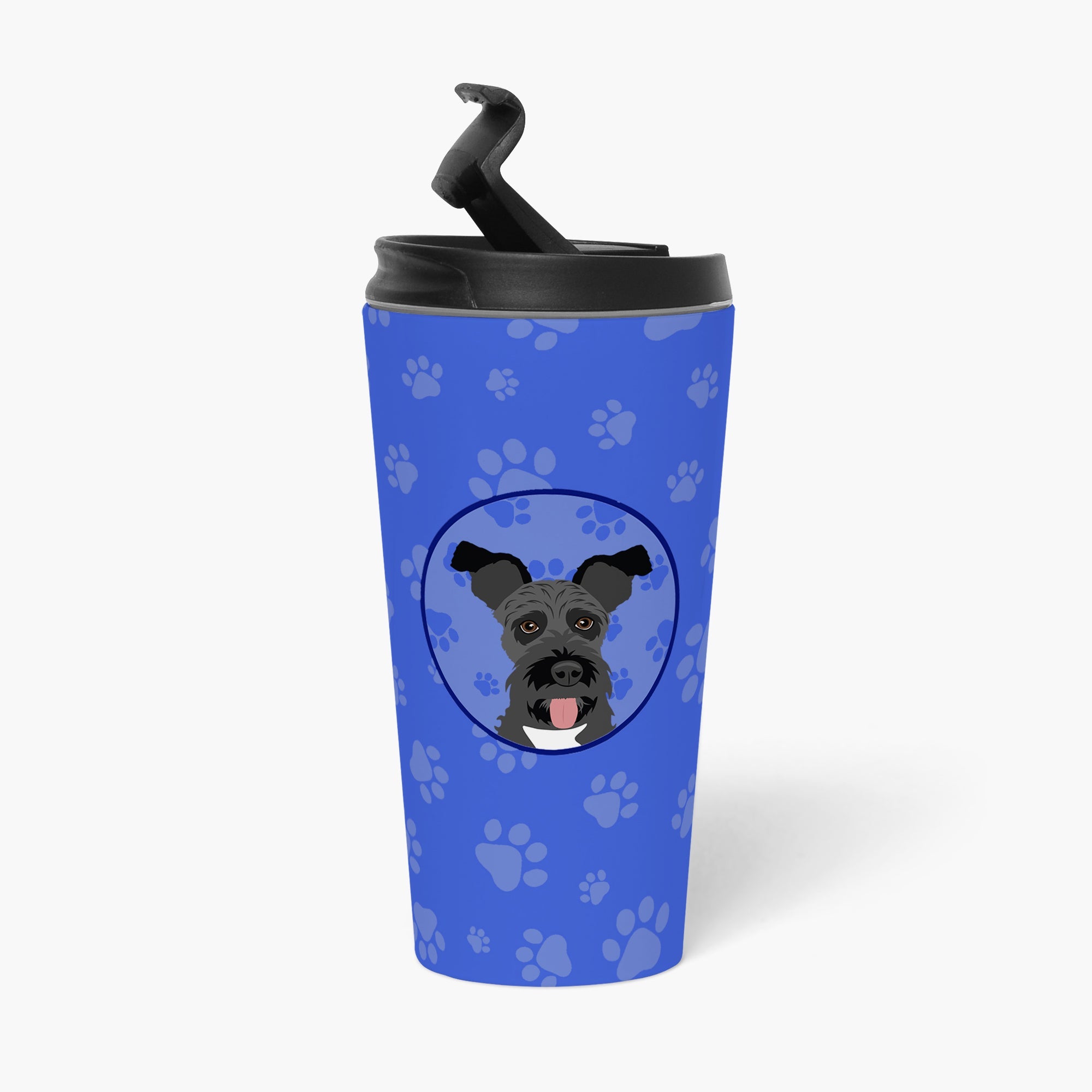 Schnauzer Black #3  Stainless Steel 16 oz  Tumbler Blue Insulated Tumbler with Lid, Cute Travel Cup for Coffee, Cocktails, Gift Men, Dad, Women, Mother