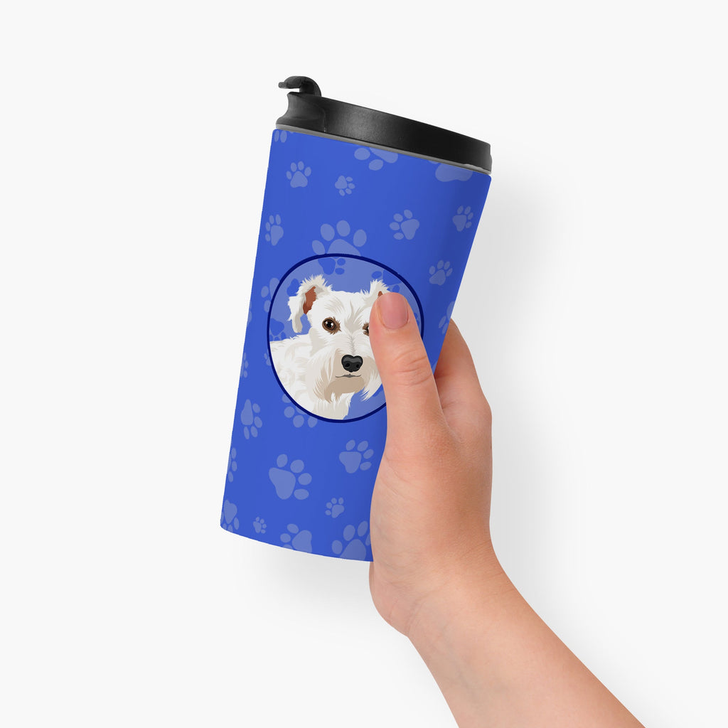Schnauzer White #1  Stainless Steel 16 oz  Tumbler Blue Insulated Tumbler with Lid, Cute Travel Cup for Coffee, Cocktails, Gift Men, Dad, Women, Mother