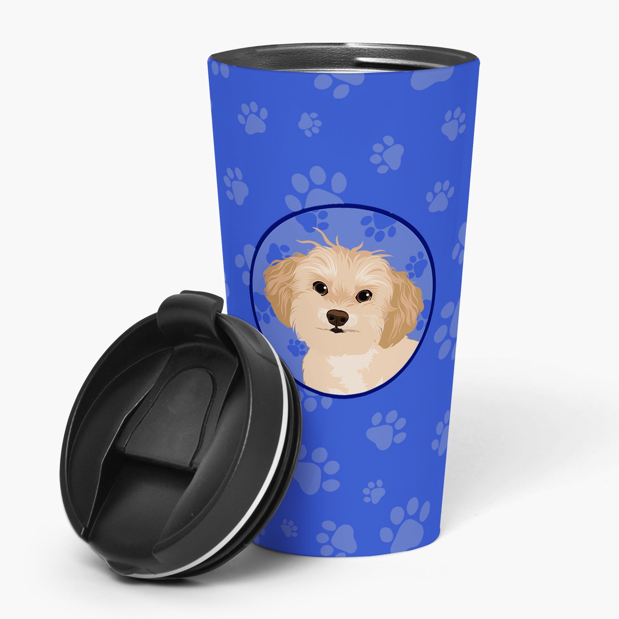 Shih-Tzu Gold #1  Stainless Steel 16 oz  Tumbler Blue Insulated Tumbler with Lid, Cute Travel Cup for Coffee, Cocktails, Gift Men, Dad, Women, Mother