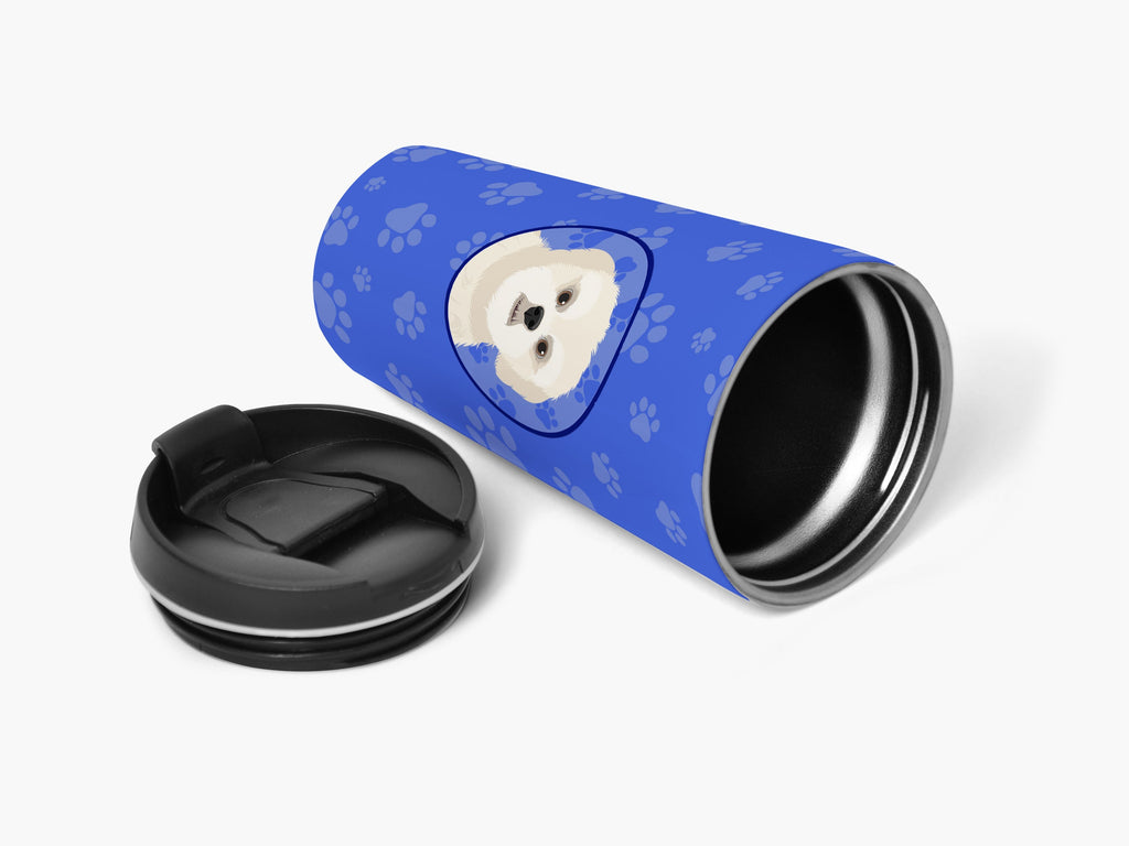 Shih-Tzu Gold #3  Stainless Steel 16 oz  Tumbler Blue Insulated Tumbler with Lid, Cute Travel Cup for Coffee, Cocktails, Gift Men, Dad, Women, Mother