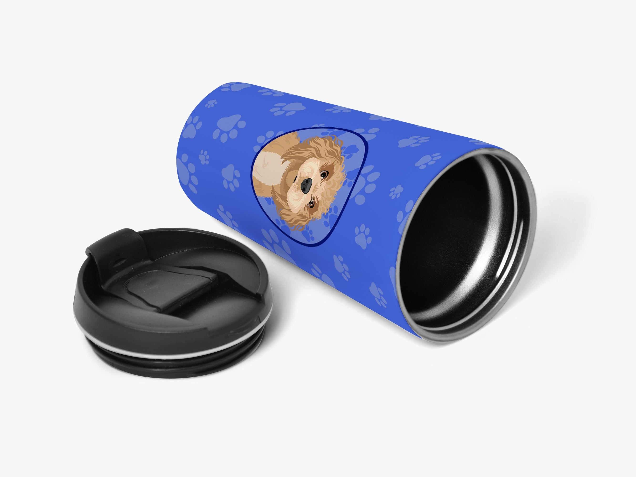 Shih-Tzu Red  Stainless Steel 16 oz  Tumbler Blue Insulated Tumbler with Lid, Cute Travel Cup for Coffee, Cocktails, Gift Men, Dad, Women, Mother