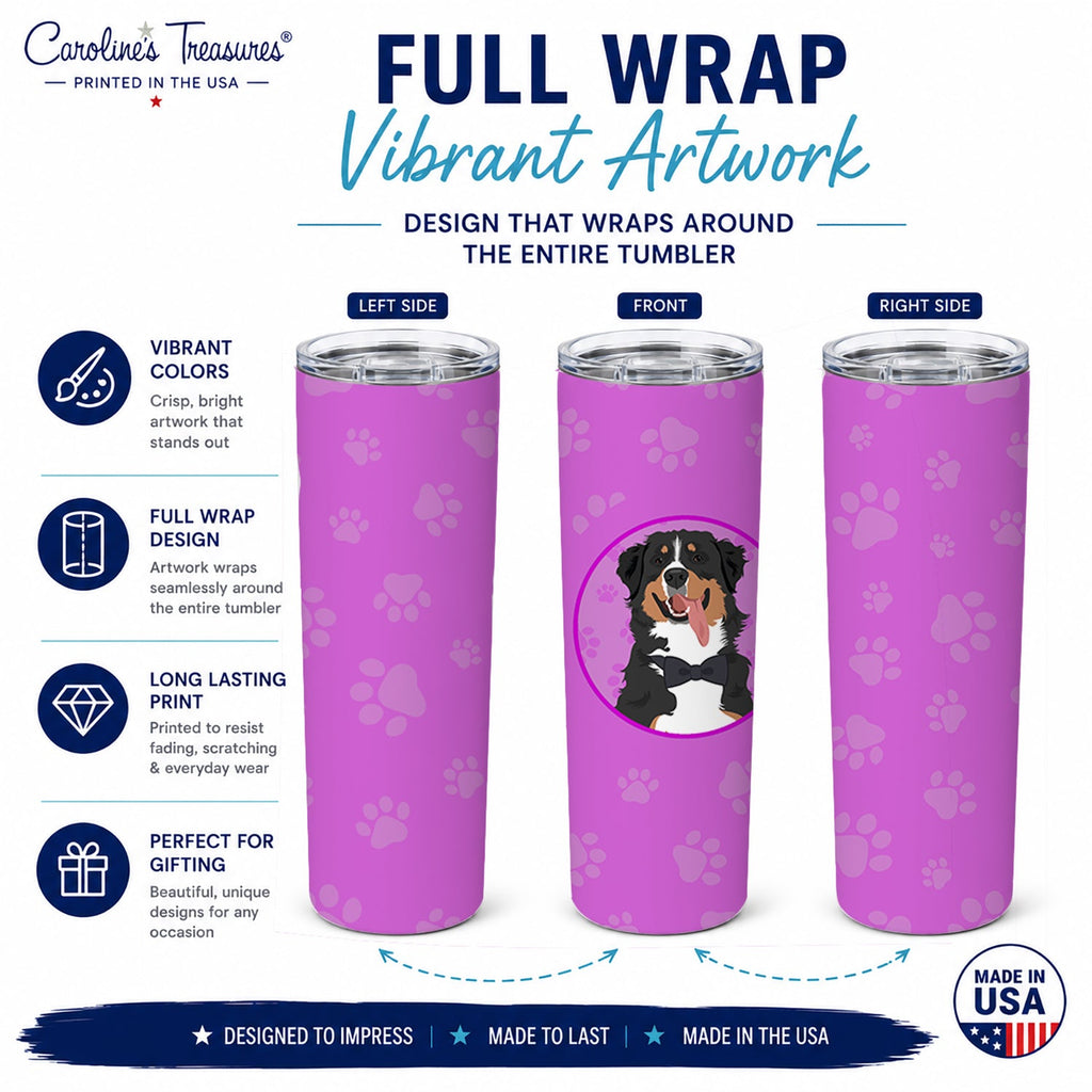 Bernese Mountain Dog #1 Stainless Steel Skinny Tumbler 20 oz Vacuum Double Walled Reusable Insulated Travel Cup