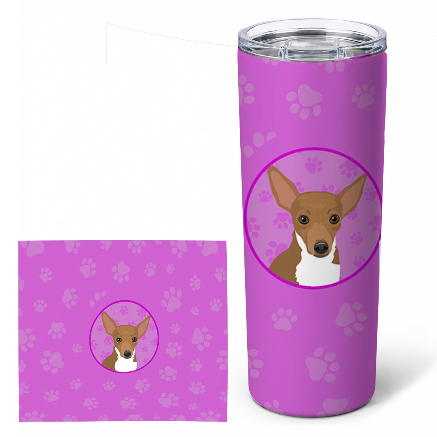 Chihuahua Chocolate and White #1 Stainless Steel Skinny Tumbler 20 oz Vacuum Double Walled Reusable Insulated Travel Cup