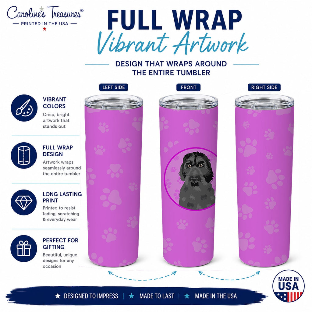 Doodle Black #3 Stainless Steel Skinny Tumbler 20 oz Vacuum Double Walled Reusable Insulated Travel Cup