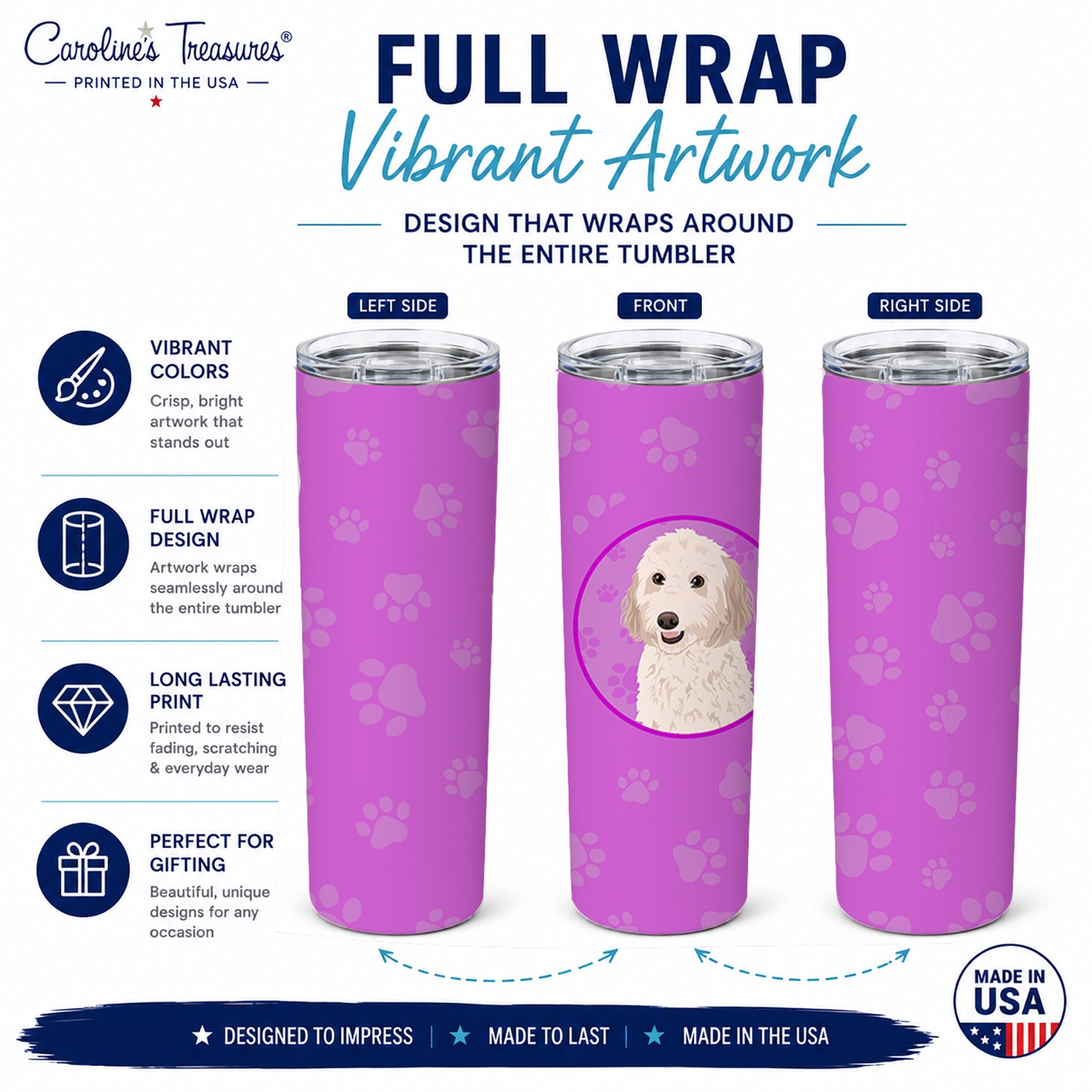 Doodle Cream #1 Stainless Steel Skinny Tumbler 20 oz Vacuum Double Walled Reusable Insulated Travel Cup