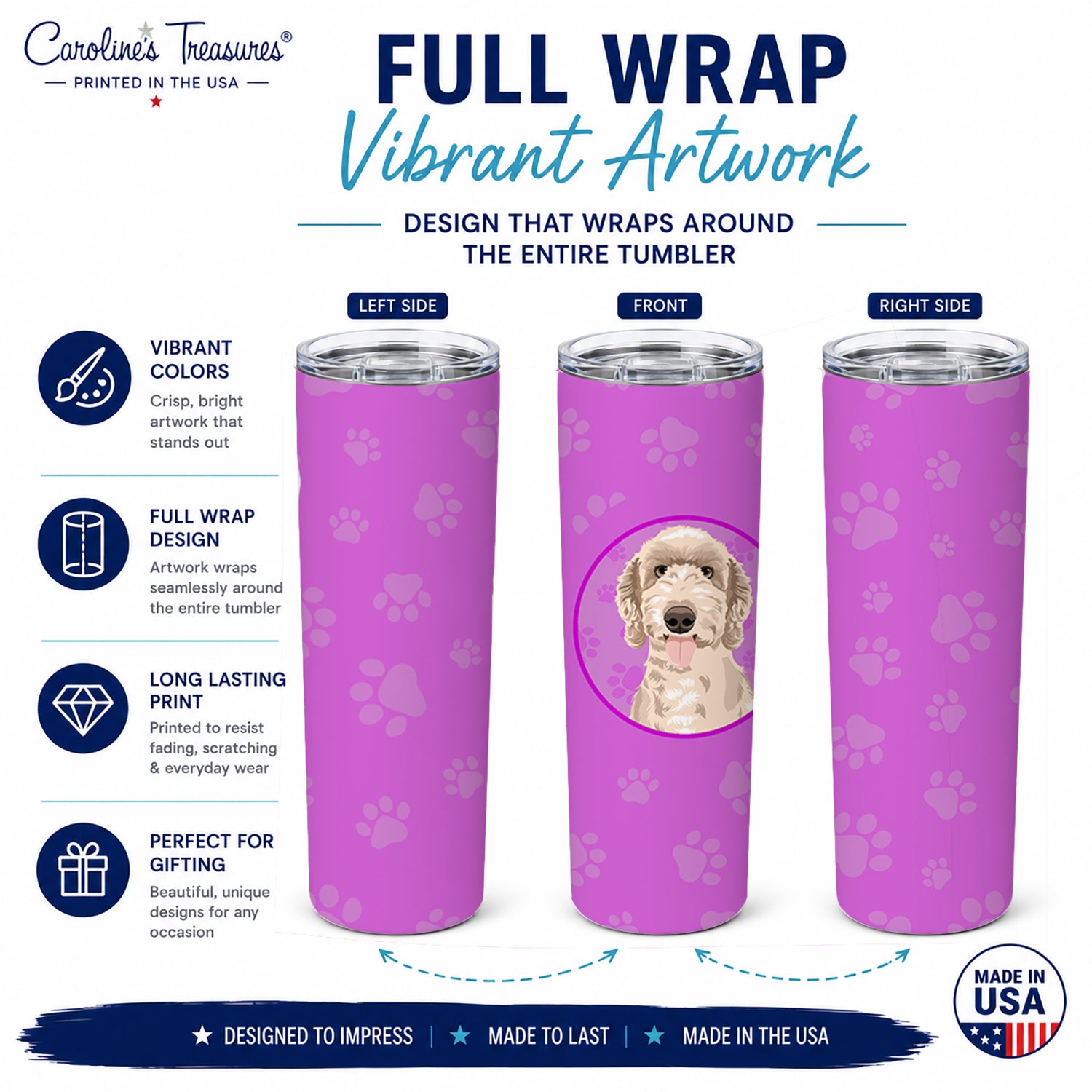 Doodle Fawn #5 Stainless Steel Skinny Tumbler 20 oz Vacuum Double Walled Reusable Insulated Travel Cup