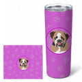 English Bulldog Tricolor #4 Stainless Steel Skinny Tumbler 20 oz Vacuum Double Walled Reusable Insulated Travel Cup