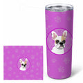 French Bulldog White #1 Stainless Steel Skinny Tumbler 20 oz Vacuum Double Walled Reusable Insulated Travel Cup