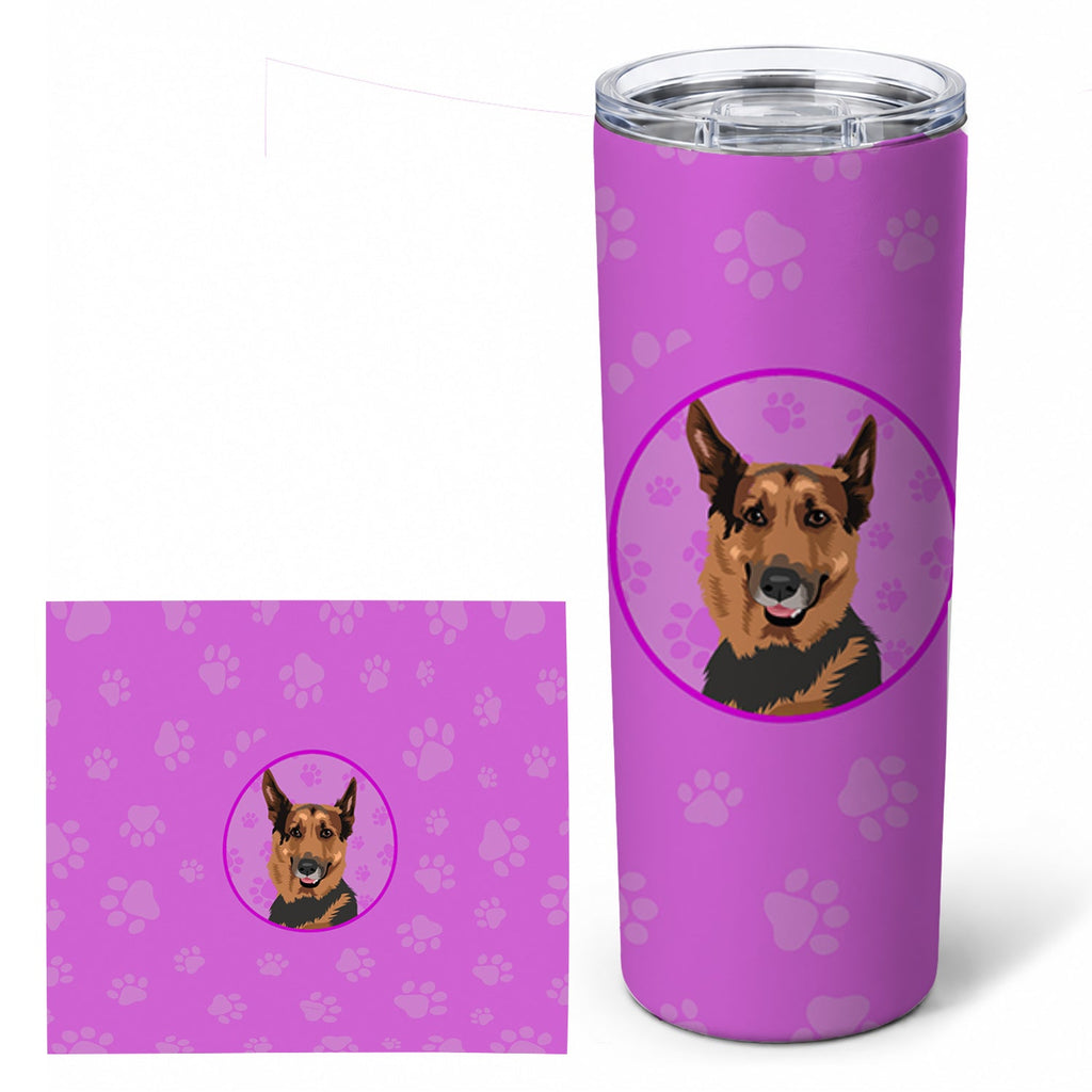 German Shepherd Red Sable Stainless Steel Skinny Tumbler 20 oz Vacuum Double Walled Reusable Insulated Travel Cup