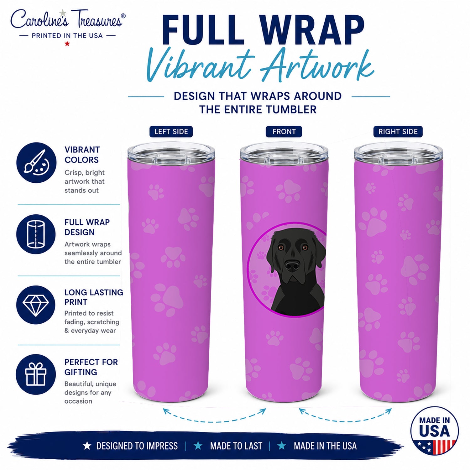 Labrador Retriever Black #2  Stainless Steel Skinny Tumbler 20 oz Vacuum Double Walled Reusable Insulated Travel Cup