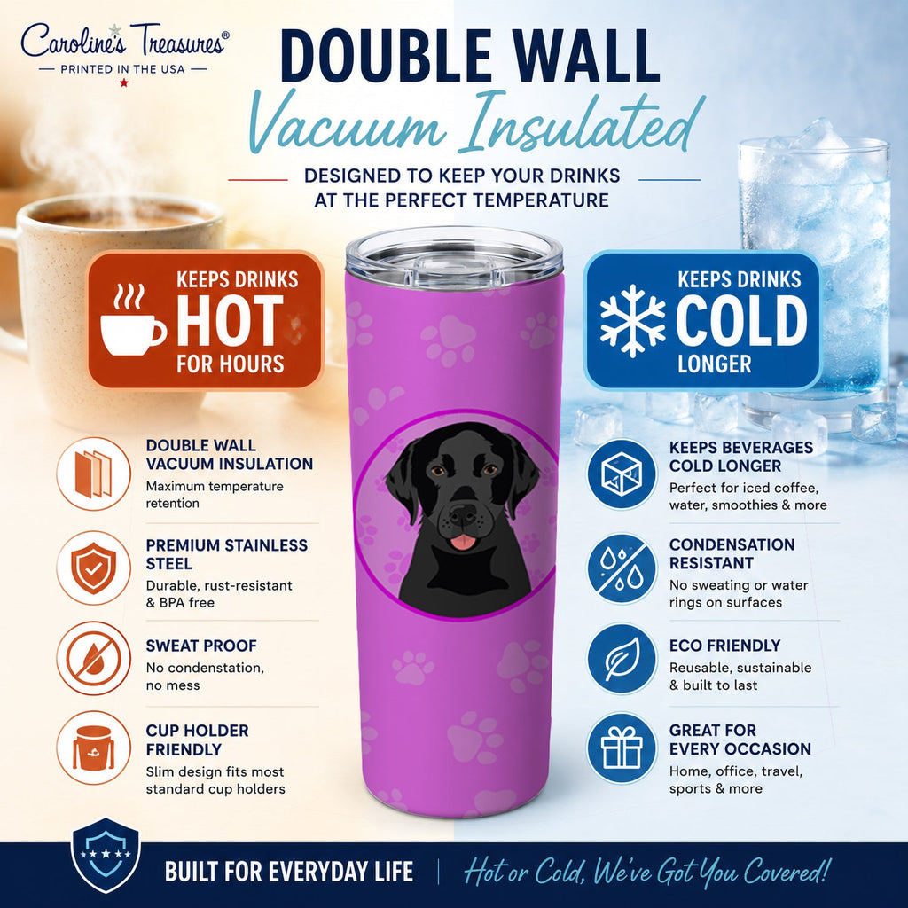 Labrador Retriever Black #3 Stainless Steel Skinny Tumbler 20 oz Vacuum Double Walled Reusable Insulated Travel Cup