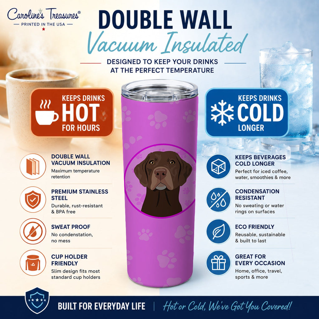 Labrador Retriever Chocolate #2 Stainless Steel Skinny Tumbler 20 oz Vacuum Double Walled Reusable Insulated Travel Cup