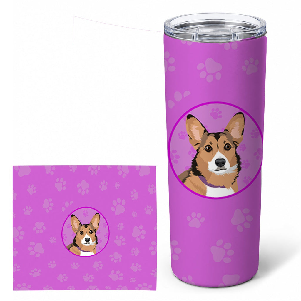Pembroke Welsh Corgi Sable and White Stainless Steel Skinny Tumbler 20 oz Vacuum Double Walled Reusable Insulated Travel Cup