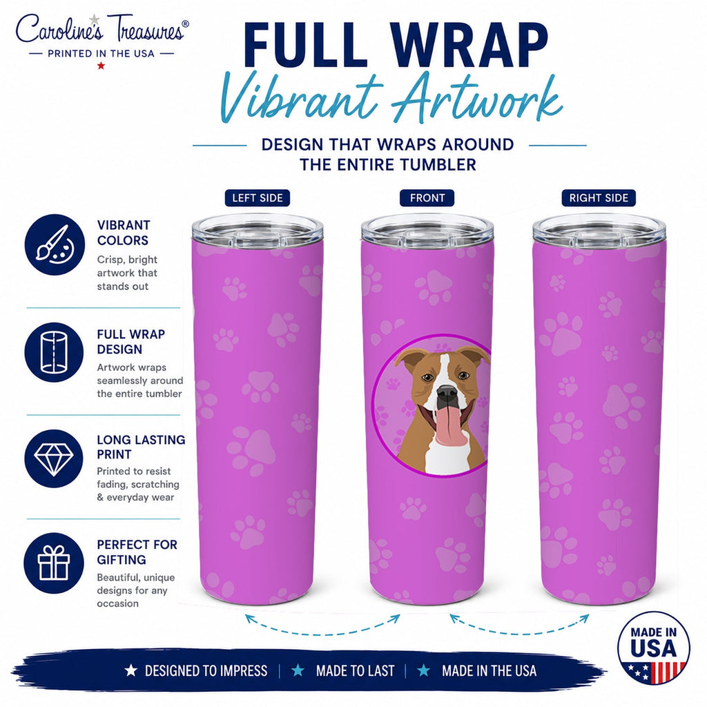 Pit Bull Fawn #2 Stainless Steel Skinny Tumbler 20 oz Vacuum Double Walled Reusable Insulated Travel Cup