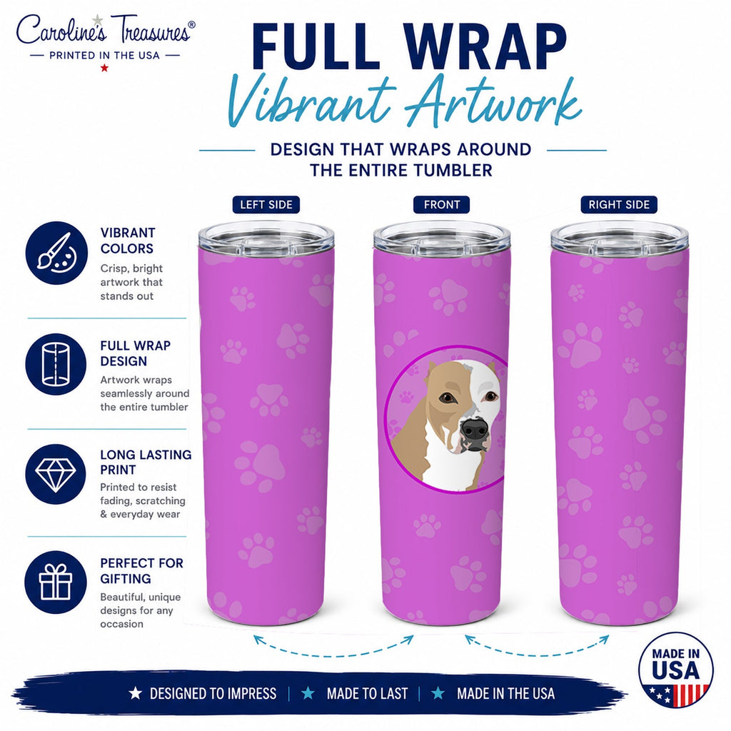 Pit Bull Fawn #4 Stainless Steel Skinny Tumbler 20 oz Vacuum Double Walled Reusable Insulated Travel Cup