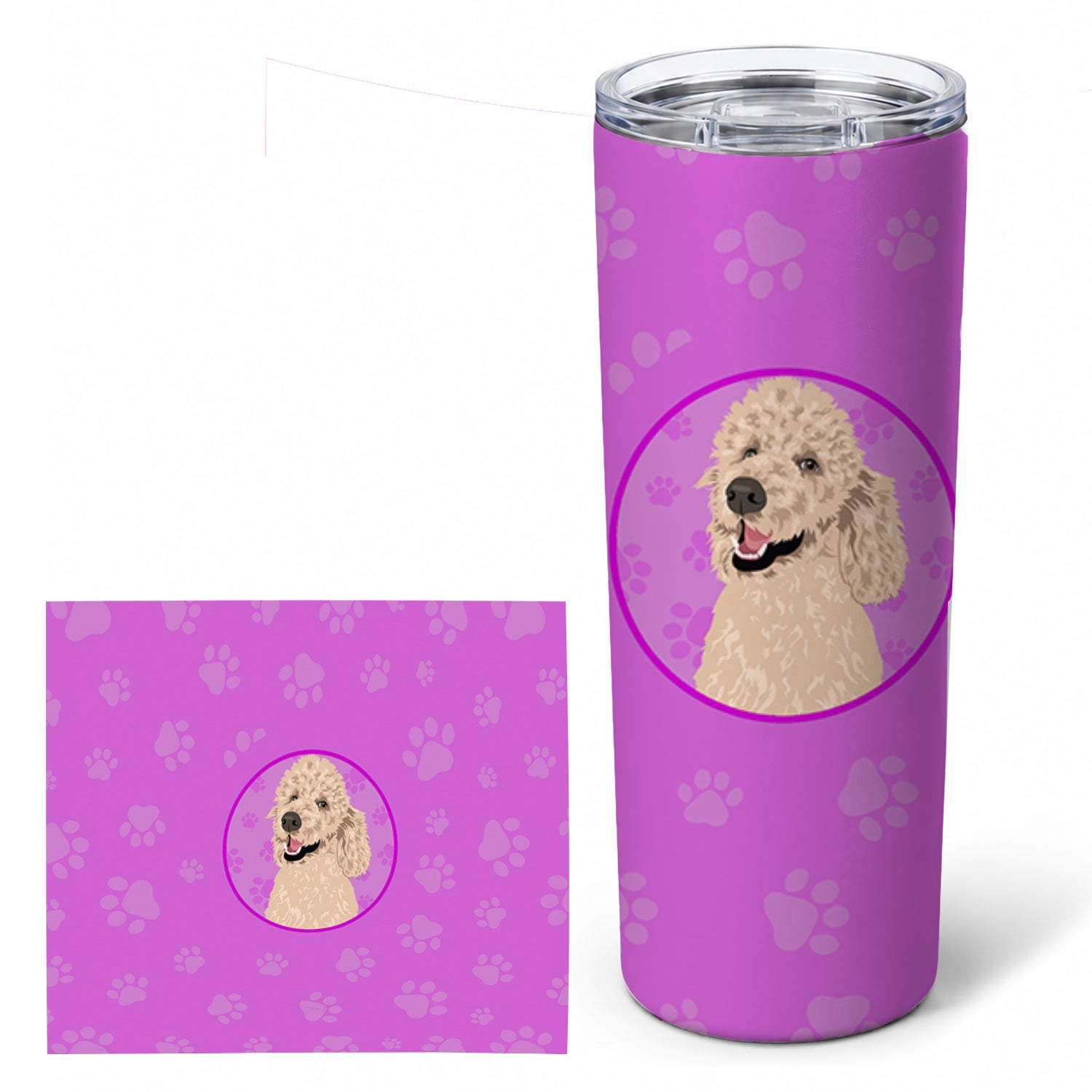 Poodle Standard Cafe Au Lait Stainless Steel Skinny Tumbler 20 oz Vacuum Double Walled Reusable Insulated Travel Cup