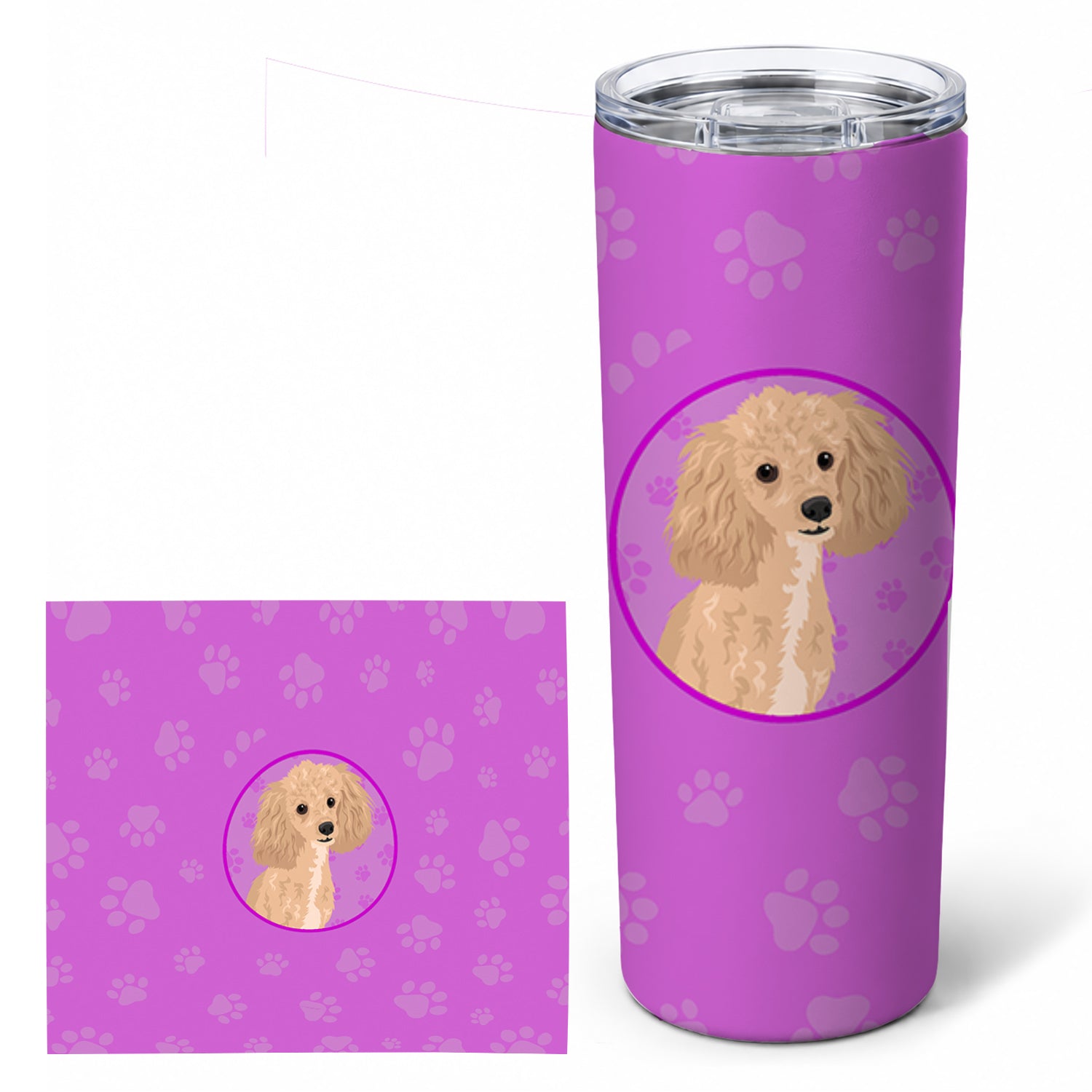 Poodle Toy Apricot Stainless Steel Skinny Tumbler 20 oz Vacuum Double Walled Reusable Insulated Travel Cup