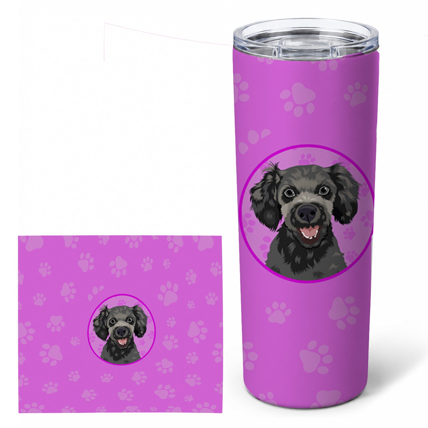 Poodle Toy Grey Stainless Steel Skinny Tumbler 20 oz Vacuum Double Walled Reusable Insulated Travel Cup