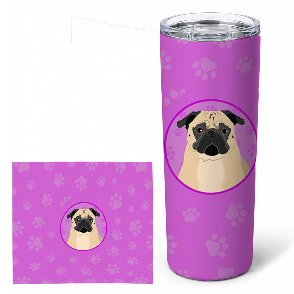Pug Fawn #1 Stainless Steel Skinny Tumbler 20 oz Vacuum Double Walled Reusable Insulated Travel Cup