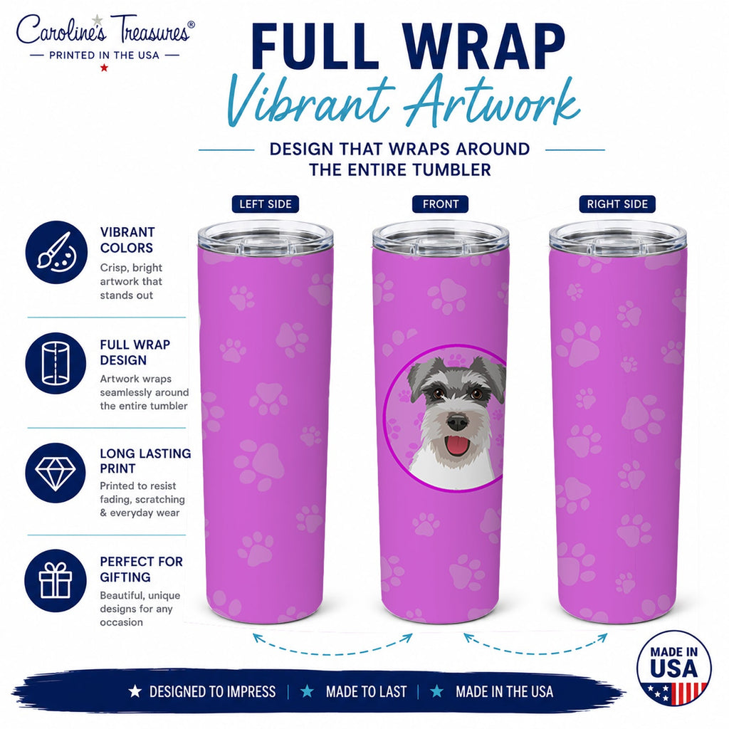 Schnauzer Salt and Pepper #3 Stainless Steel Skinny Tumbler 20 oz Vacuum Double Walled Reusable Insulated Travel Cup