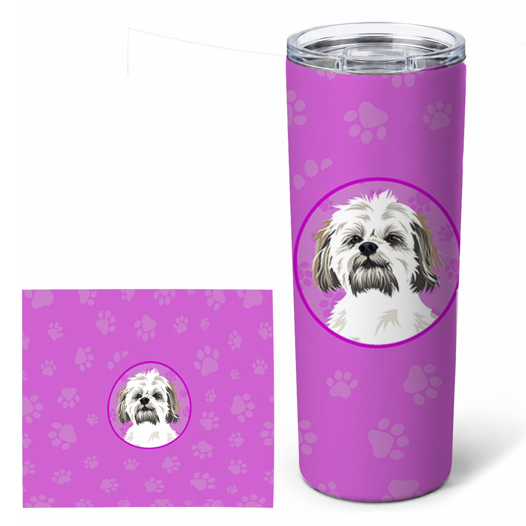 Shih-Tzu Silver Gold and White #1 Stainless Steel Skinny Tumbler 20 oz Vacuum Double Walled Reusable Insulated Travel Cup