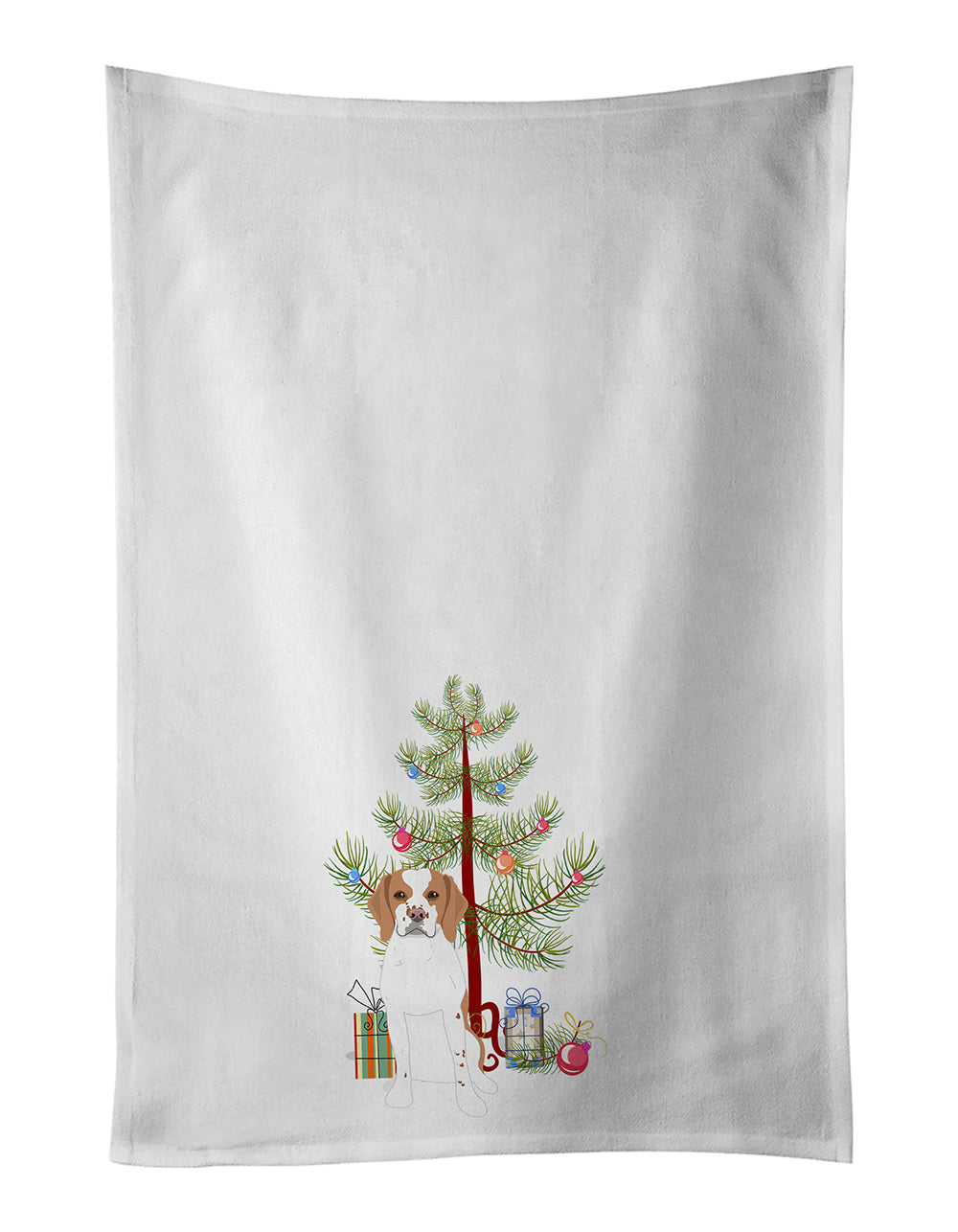 Beagle Red and White Red Ticked #1 Christmas Kitchen Towel Set of 2 White Dish Towels Decorative Bathroom Hand towel for Hand, Face, Hair, Yoga, Tea, Dishcloth, 19 X 28", White