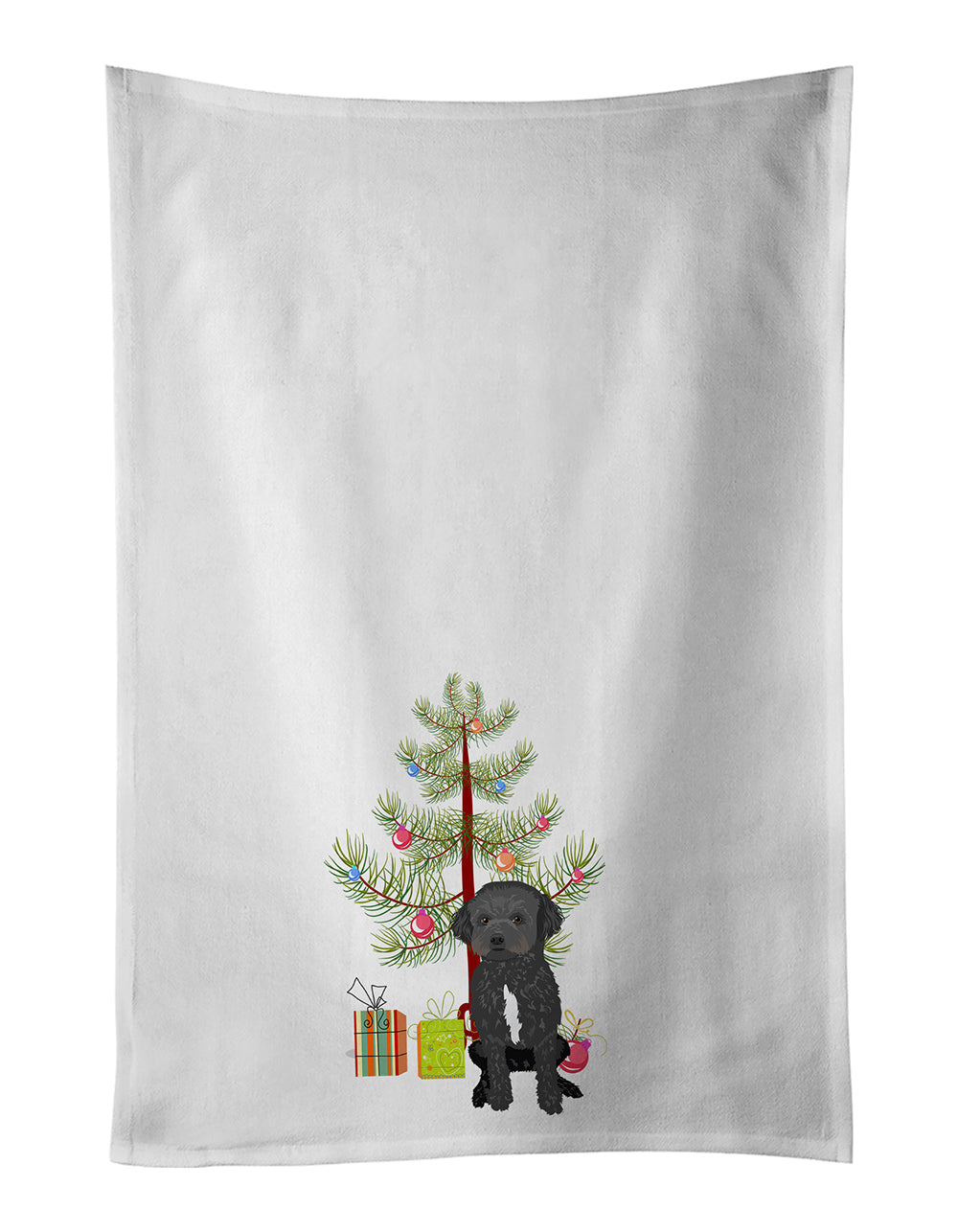 Doodle Black and White #1 Christmas Kitchen Towel Set of 2 White Dish Towels Decorative Bathroom Hand towel for Hand, Face, Hair, Yoga, Tea, Dishcloth, 19 X 28", White
