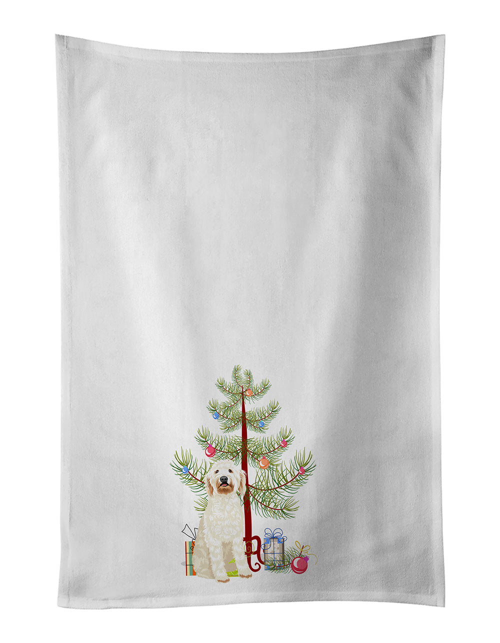 Doodle Cream #6 Christmas Kitchen Towel Set of 2 White Dish Towels Decorative Bathroom Hand towel for Hand, Face, Hair, Yoga, Tea, Dishcloth, 19 X 28", White