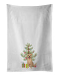 Golden Retriever Fawn #3 Christmas Kitchen Towel Set of 2 White Dish Towels Decorative Bathroom Hand towel for Hand, Face, Hair, Yoga, Tea, Dishcloth, 19 X 28", White