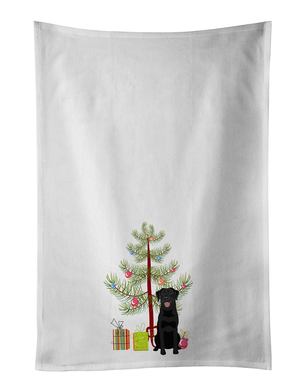 Labrador Retriever Black #1 Christmas Kitchen Towel Set of 2 White Dish Towels Decorative Bathroom Hand towel for Hand, Face, Hair, Yoga, Tea, Dishcloth, 19 X 28", White