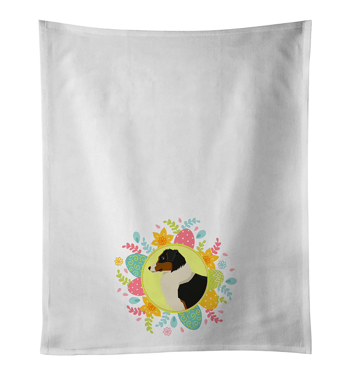Australian Shepherd Easter Kitchen Towel Set of 2 White Dish Towels Decorative Bathroom Hand towel for Hand, Face, Hair, Yoga, Tea, Dishcloth, 19 X 28", White