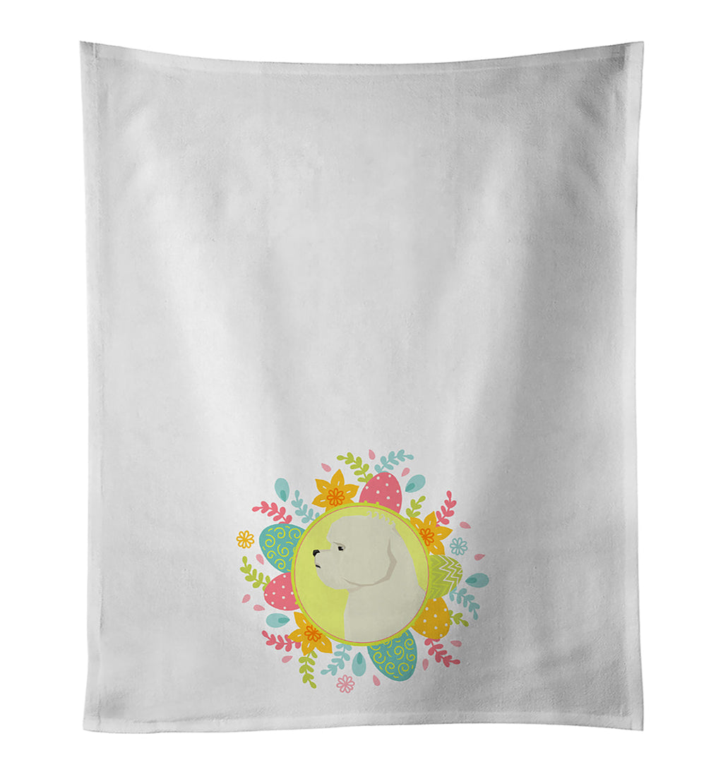 Bichon Frise Easter Kitchen Towel Set of 2 White Dish Towels Decorative Bathroom Hand towel for Hand, Face, Hair, Yoga, Tea, Dishcloth, 19 X 28", White