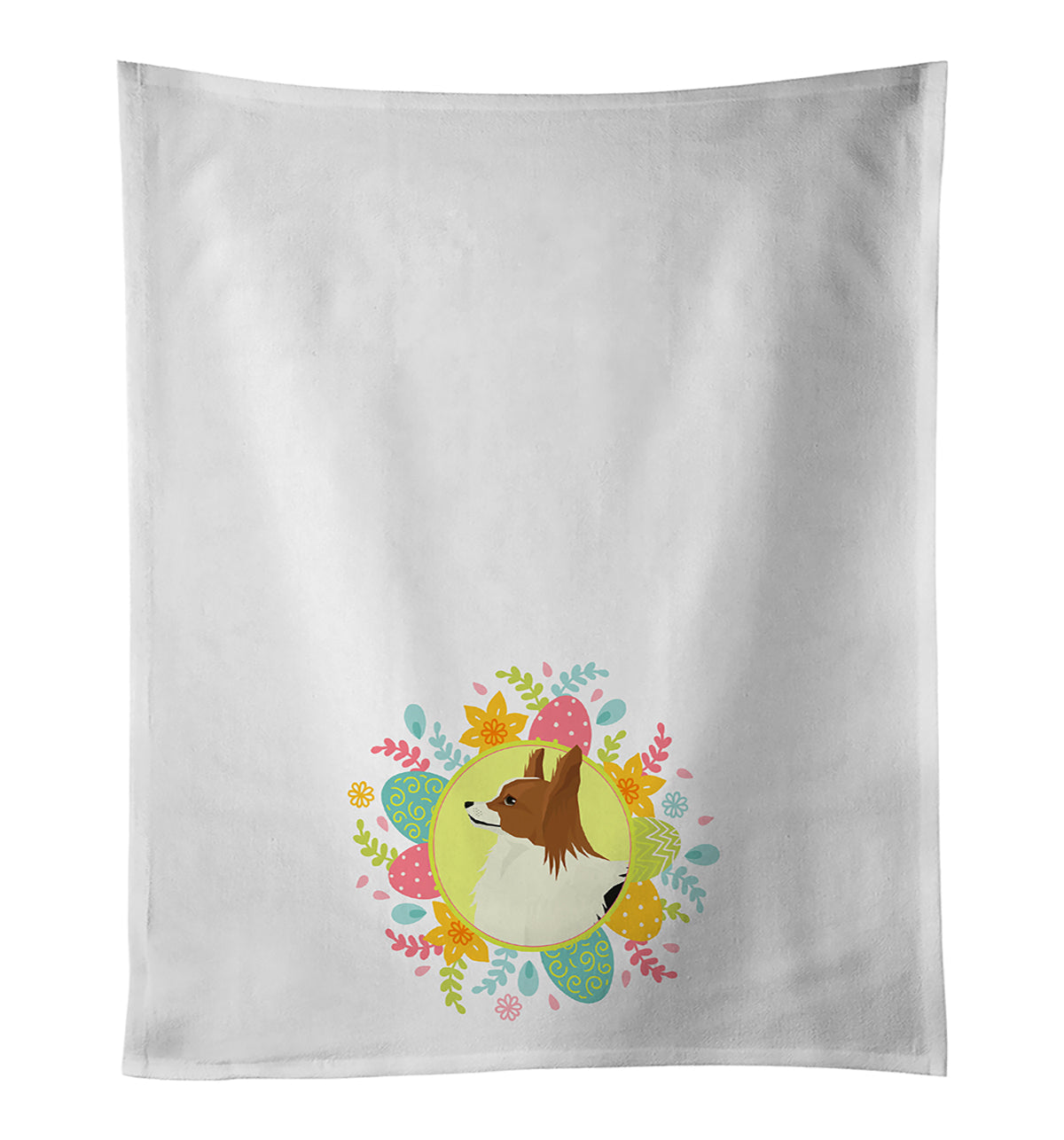 Papillon Easter Kitchen Towel Set of 2 White Dish Towels Decorative Bathroom Hand towel for Hand, Face, Hair, Yoga, Tea, Dishcloth, 19 X 28", White