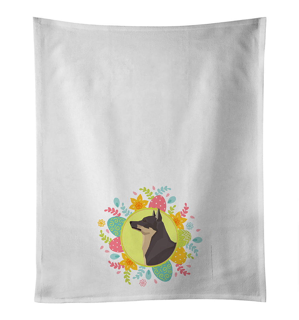 Swedish Vallhund Easter Kitchen Towel Set of 2 White Dish Towels Decorative Bathroom Hand towel for Hand, Face, Hair, Yoga, Tea, Dishcloth, 19 X 28", White