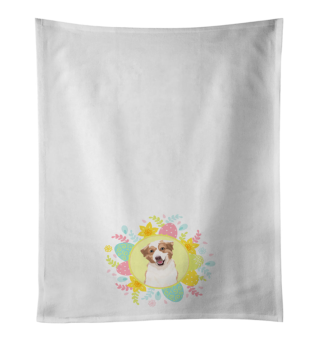 Australian Shepherd Red and White #1 Easter Kitchen Towel Set of 2 White Dish Towels Decorative Bathroom Hand towel for Hand, Face, Hair, Yoga, Tea, Dishcloth, 19 X 28", White