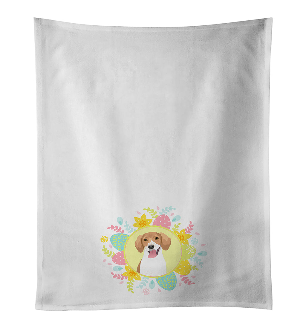Beagle Red and White Red Ticked #2 Easter Kitchen Towel Set of 2 White Dish Towels Decorative Bathroom Hand towel for Hand, Face, Hair, Yoga, Tea, Dishcloth, 19 X 28", White