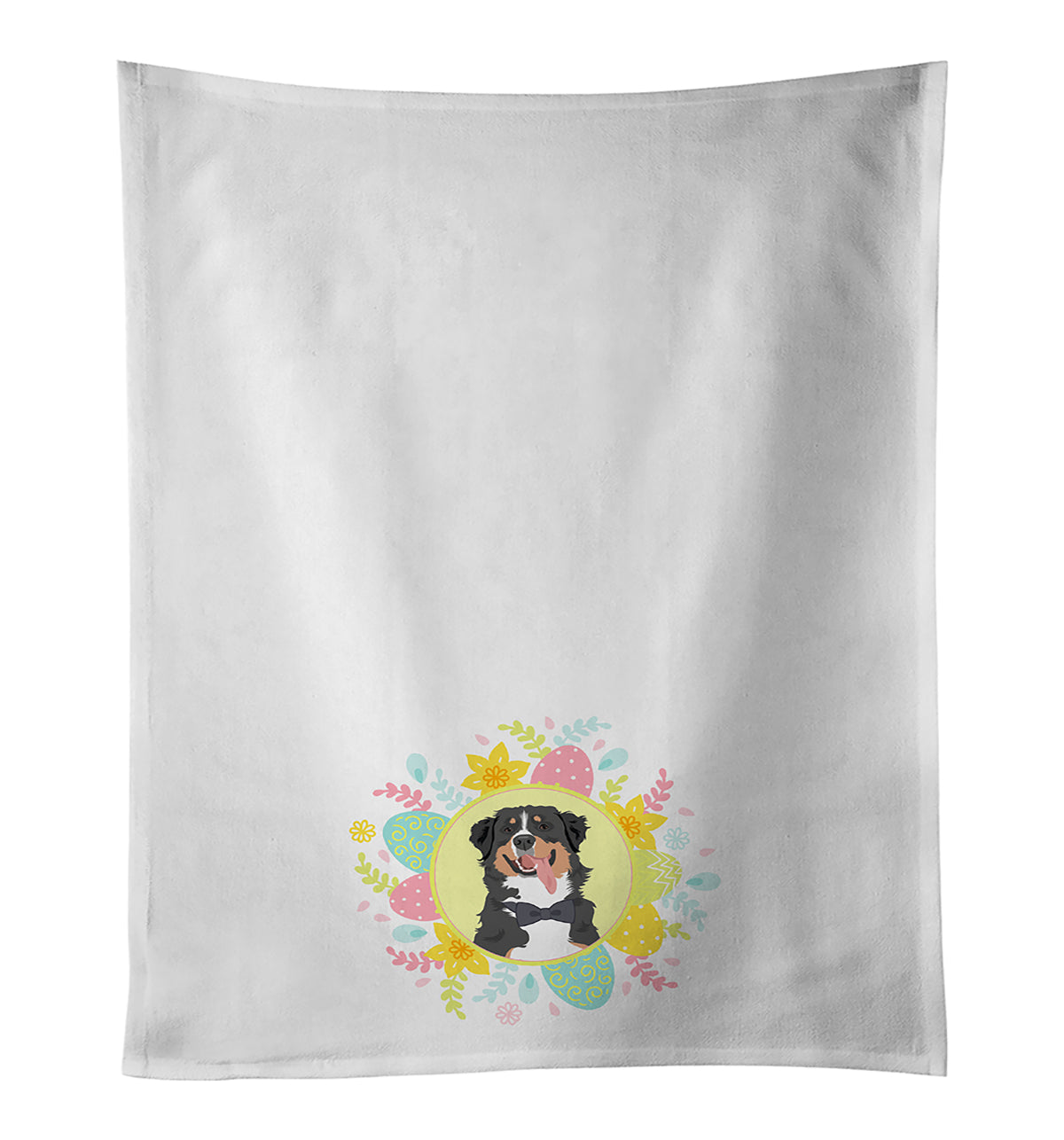 Bernese Mountain Dog #1 Easter Kitchen Towel Set of 2 White Dish Towels Decorative Bathroom Hand towel for Hand, Face, Hair, Yoga, Tea, Dishcloth, 19 X 28", White