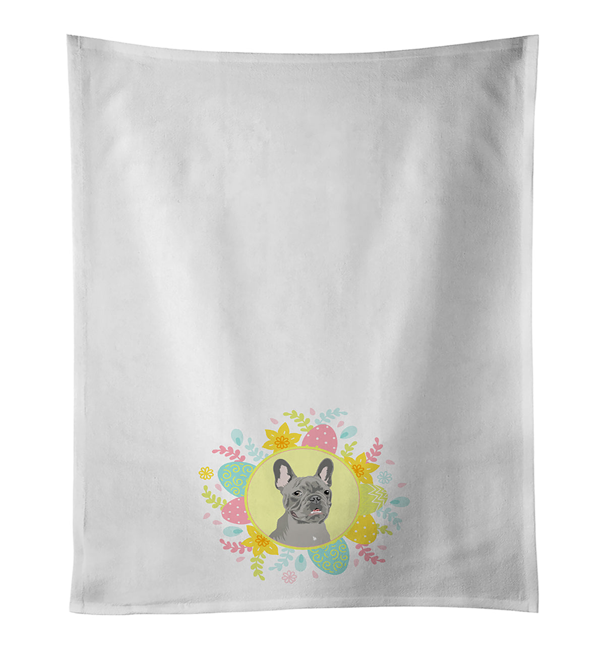 French Bulldog Blue Easter Kitchen Towel Set of 2 White Dish Towels Decorative Bathroom Hand towel for Hand, Face, Hair, Yoga, Tea, Dishcloth, 19 X 28", White