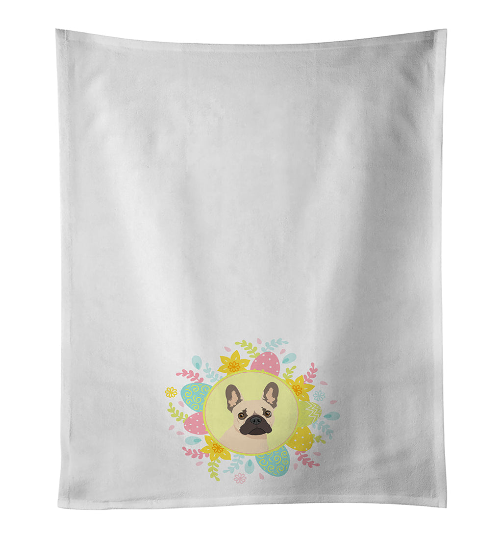 French Bulldog Fawn #1 Easter Kitchen Towel Set of 2 White Dish Towels Decorative Bathroom Hand towel for Hand, Face, Hair, Yoga, Tea, Dishcloth, 19 X 28", White