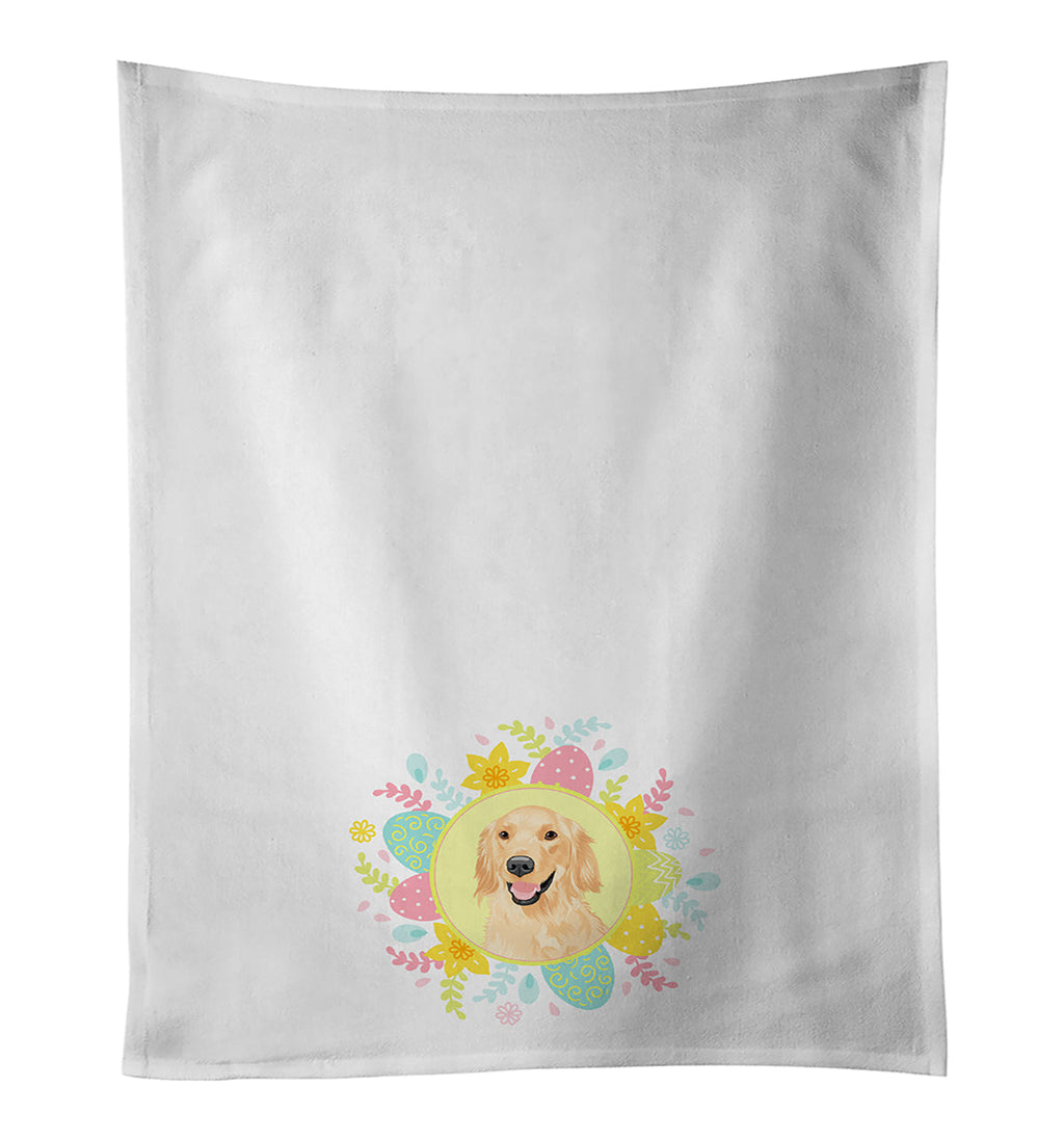 Golden Retriever Gold #1 Easter Kitchen Towel Set of 2 White Dish Towels Decorative Bathroom Hand towel for Hand, Face, Hair, Yoga, Tea, Dishcloth, 19 X 28", White