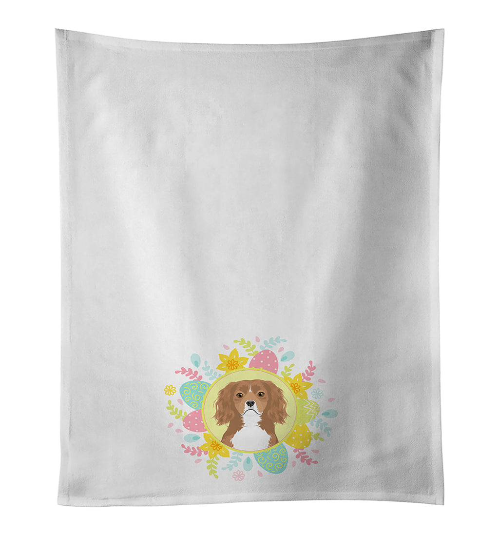 Cavalier King Charles Spaniel Ruby Easter Kitchen Towel Set of 2 White Dish Towels Decorative Bathroom Hand towel for Hand, Face, Hair, Yoga, Tea, Dishcloth, 19 X 28", White