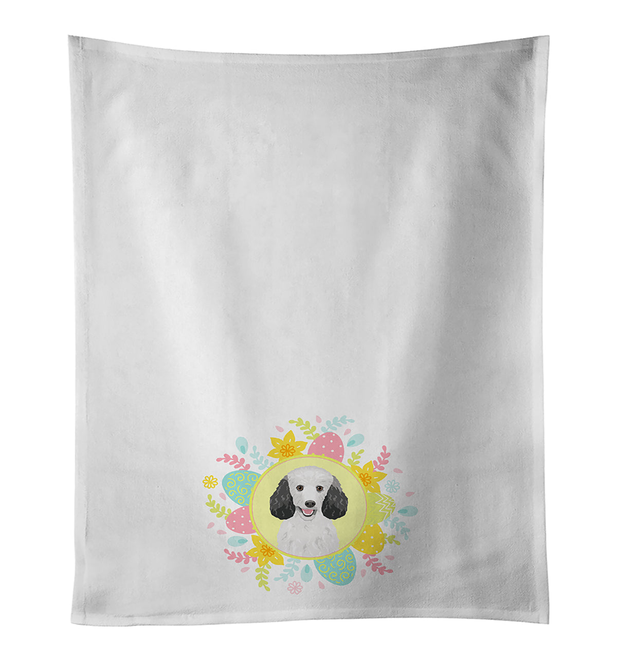 Poodle Standard Silver Easter Kitchen Towel Set of 2 White Dish Towels Decorative Bathroom Hand towel for Hand, Face, Hair, Yoga, Tea, Dishcloth, 19 X 28", White